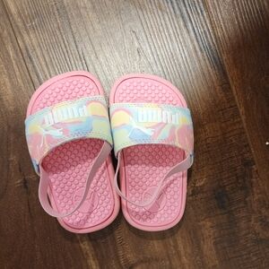 Puma Pink Slide Sandals with Logo